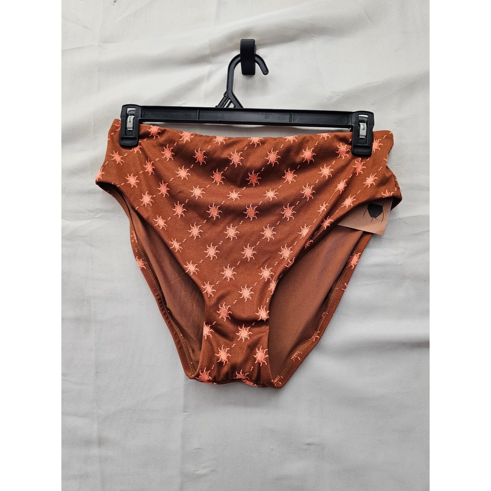Shade & Shore Womens High Waist Bikini Bottoms Brown Polyester Blend Size XL